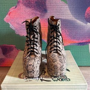 Excellent Condition Jeffrey Campbell Lita Boot in Tan/Black Snakeskin